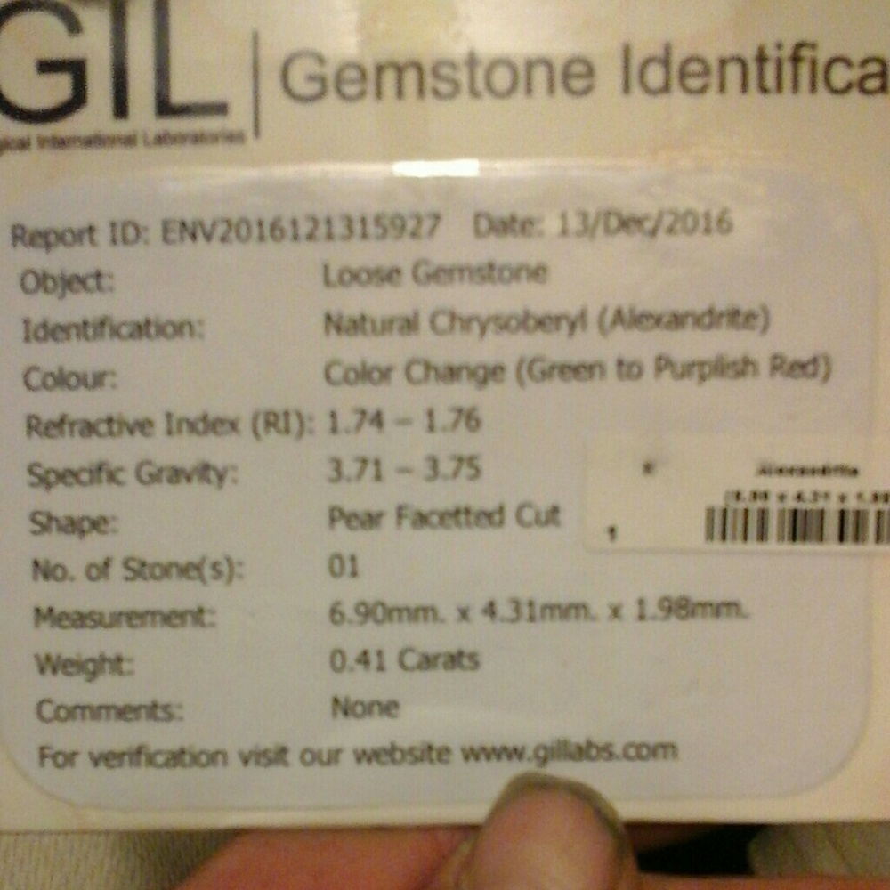 0.41ct GIL Certified Alexanderite ALL NATURAL
